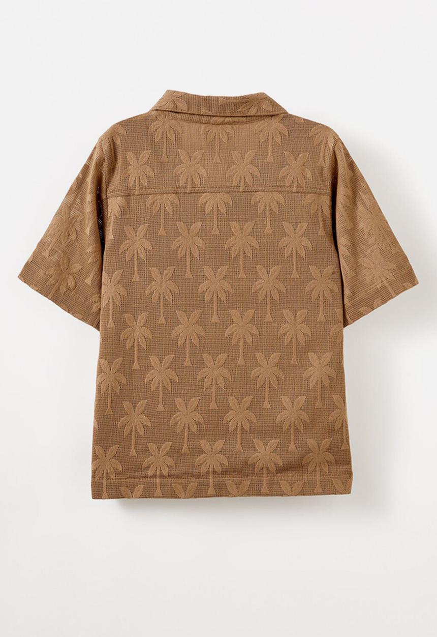 Cotton On - Cabana Short Sleeve Shirt - Mocha/Palm Texture