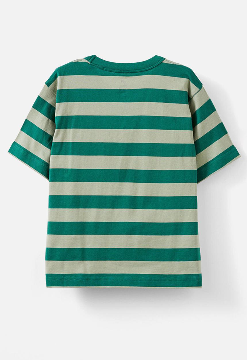 Cotton On - The essential short sleeve tee - varsity green/deep sage stripe
