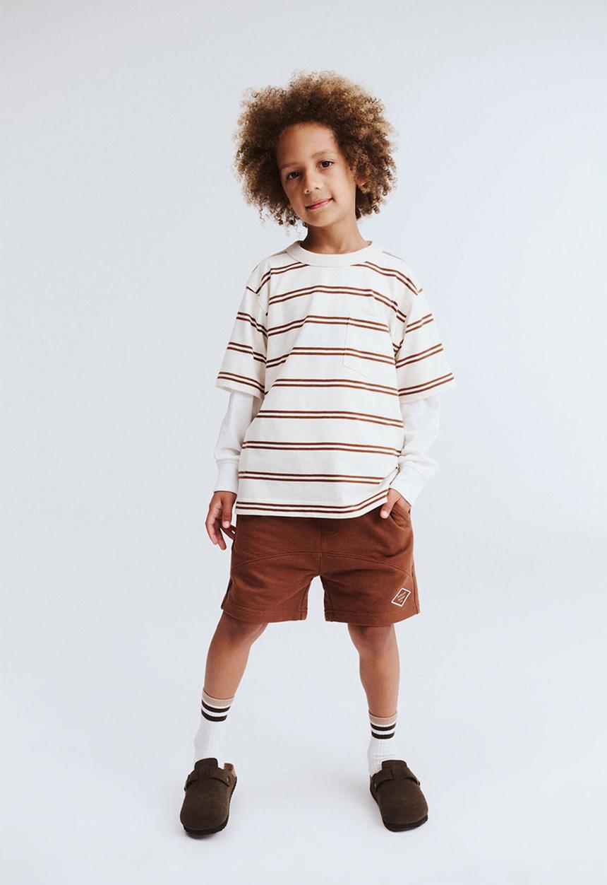 Cotton On - The essential short sleeve tee - chestnut/dark vanilla stripe