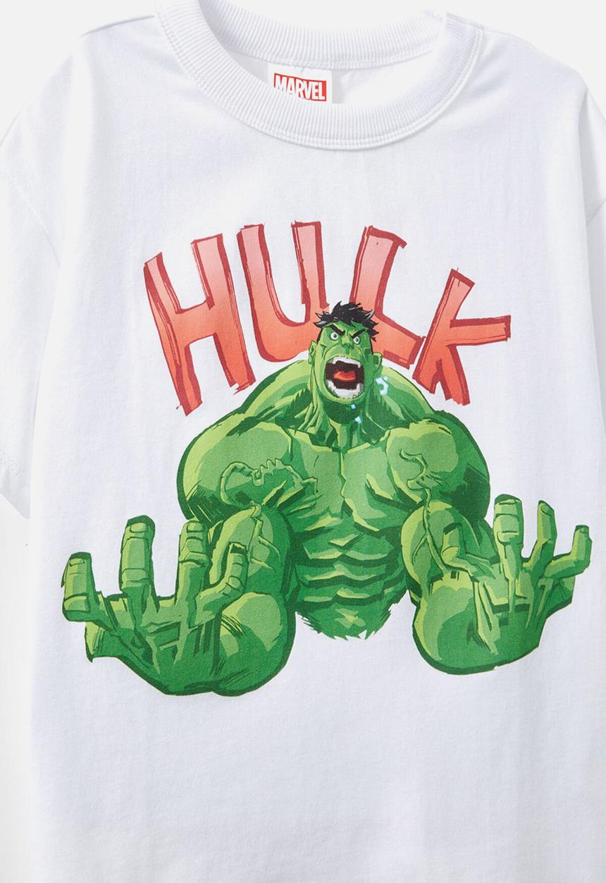 Cotton On - Licensed Drop Shoulder Short Sleeve Tee - Lcn Mar White/Hulk Muscles