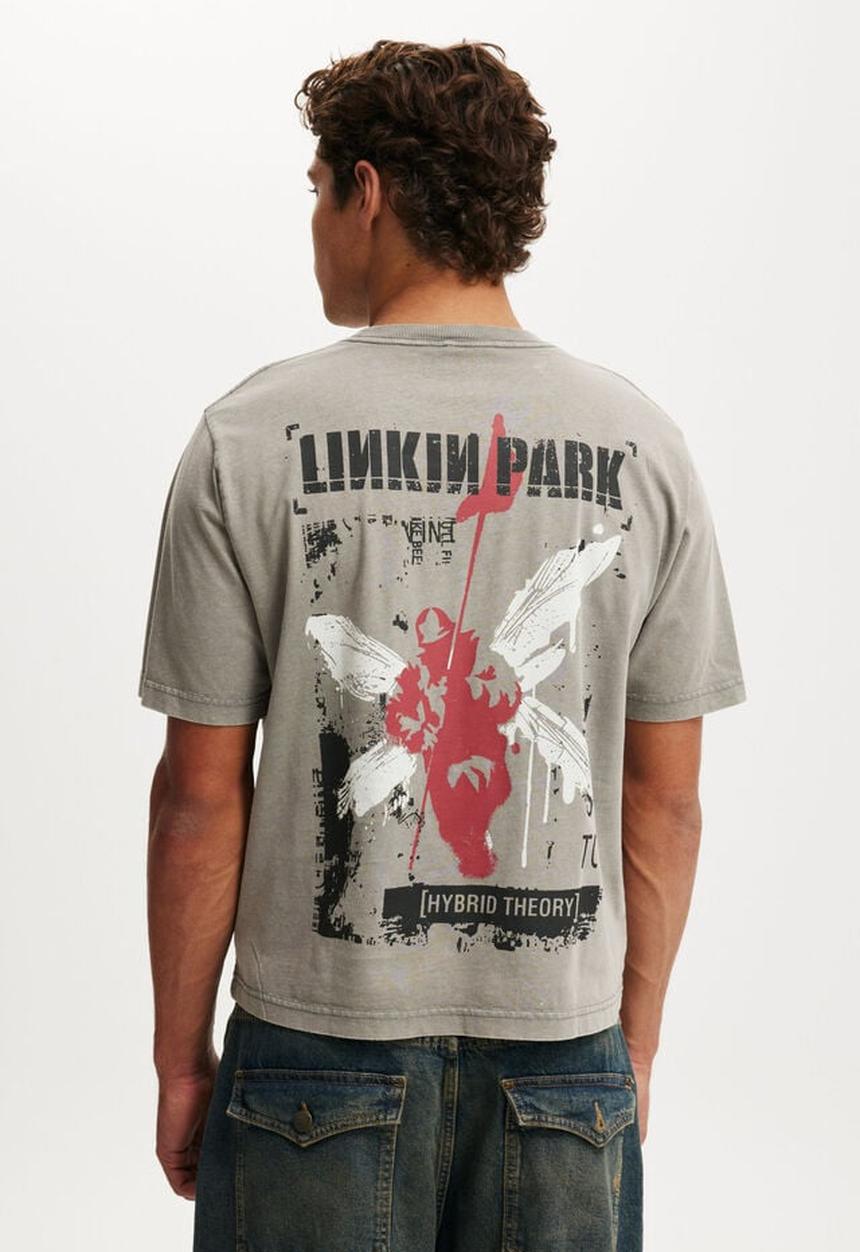 Cropped fit music t-shirt - lcn cor slate stone / linkin park - hybrid