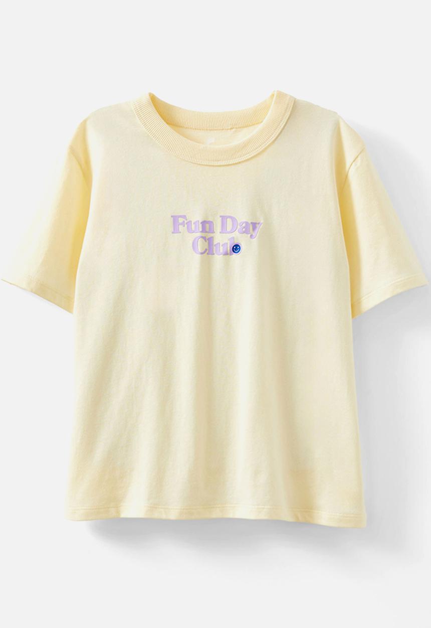 Cotton On - Poppy oversize graphic print tee - lemon squash/fun day club