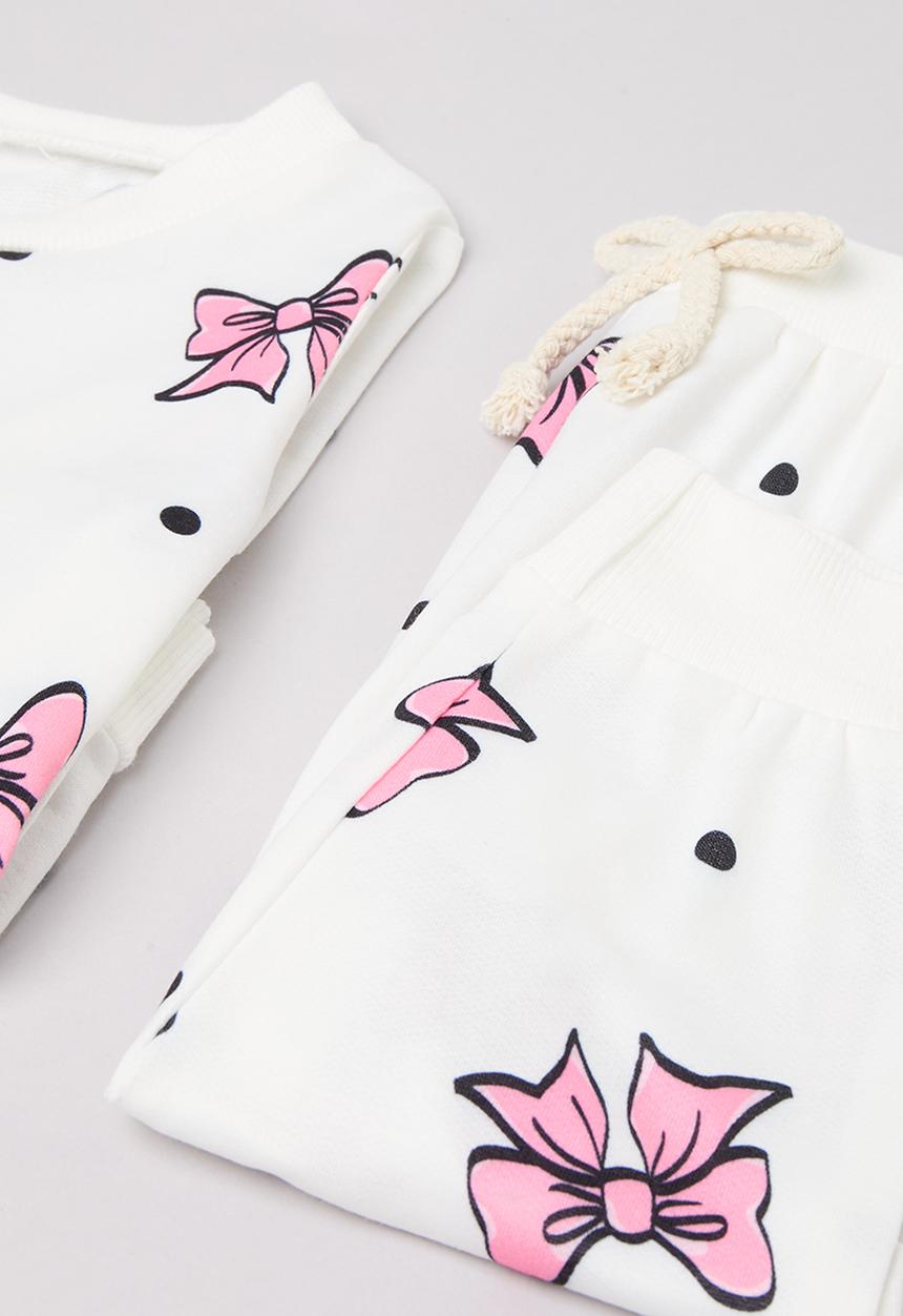 Pop Candy - Printed top & bottom set - ecru & pink