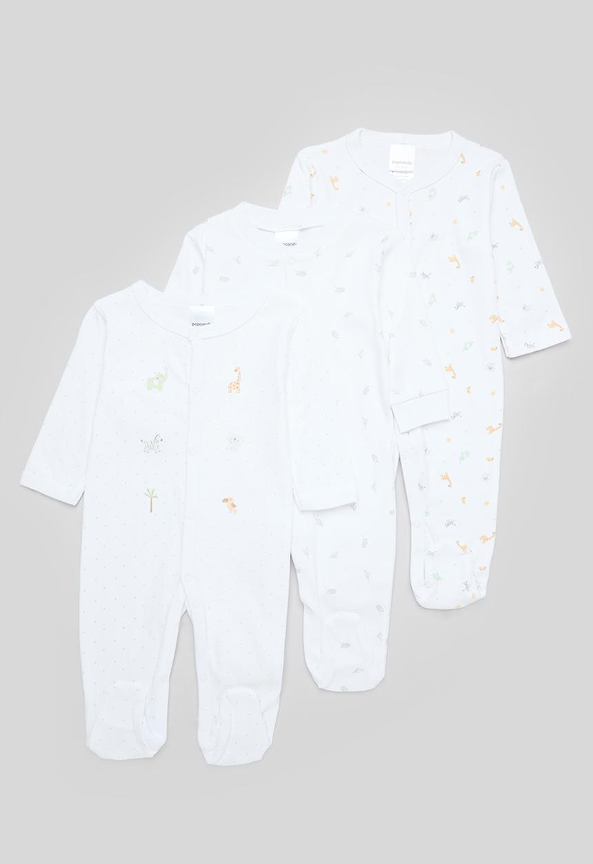 Pop Candy - 3 Pack sleepsuit - white