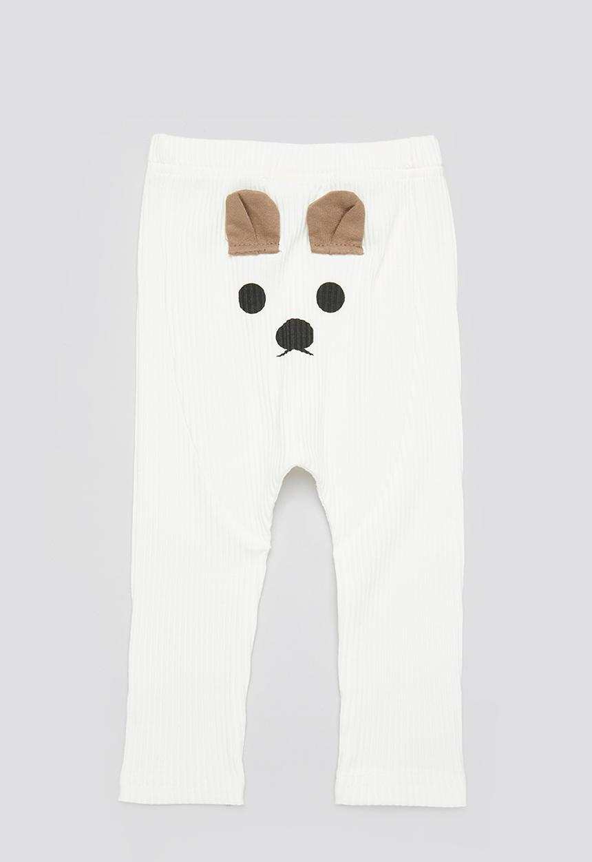 Pop Candy - Bear applique leggings - ecru