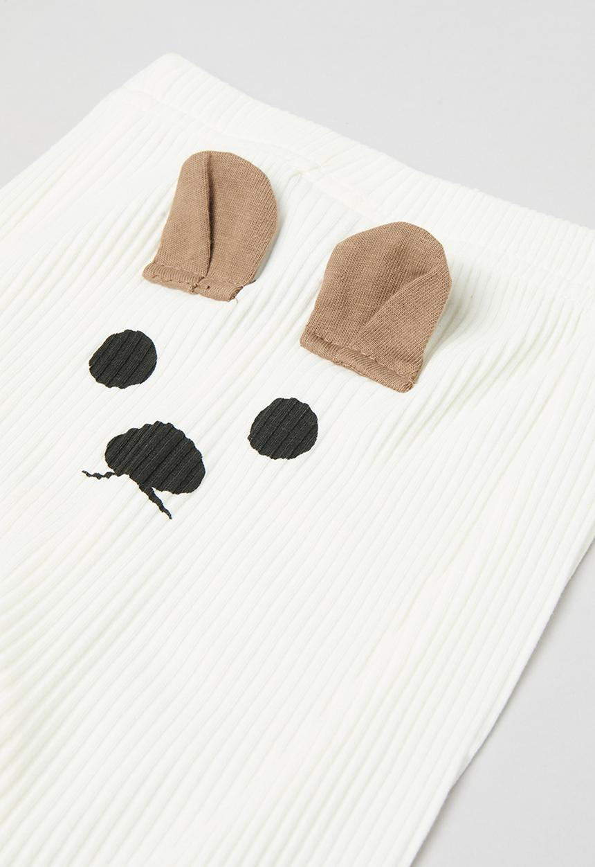 Pop Candy - Bear applique leggings - ecru