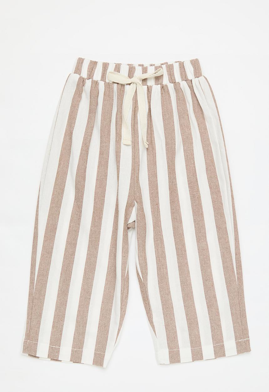 Pop Candy - Striped pants-ecru & brown