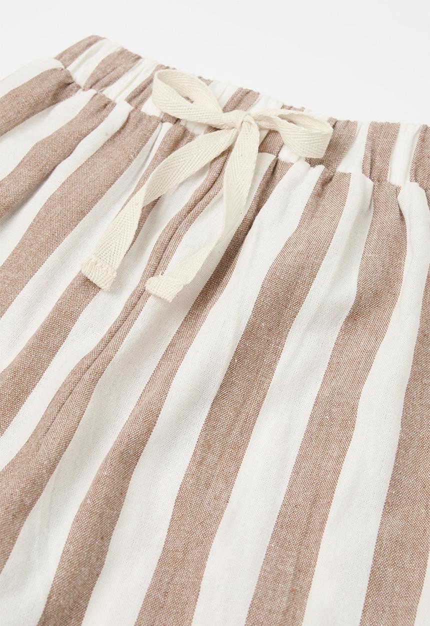 Pop Candy - Striped pants-ecru & brown