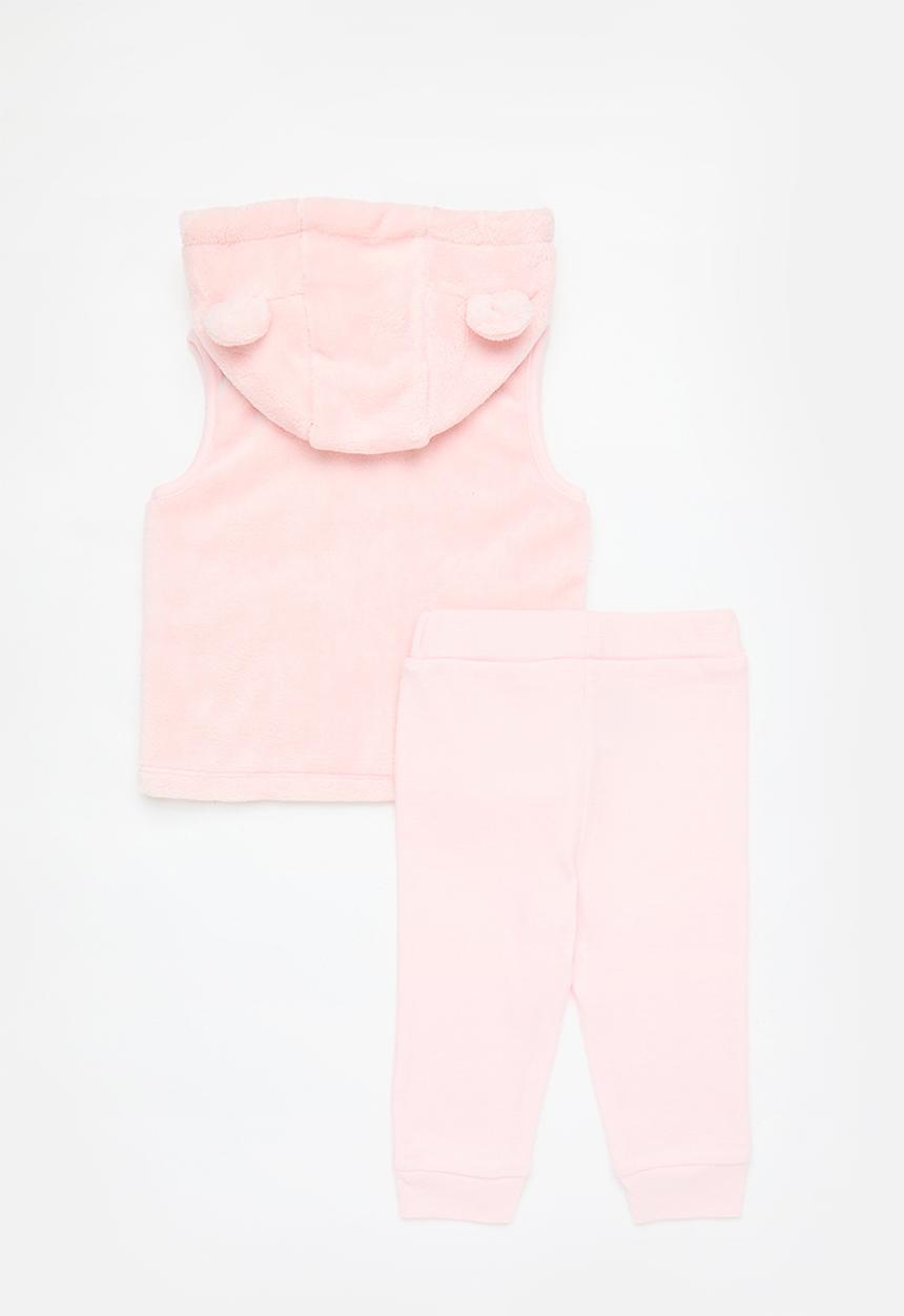 Pop Candy - Animal ear gilet with leggings - pink