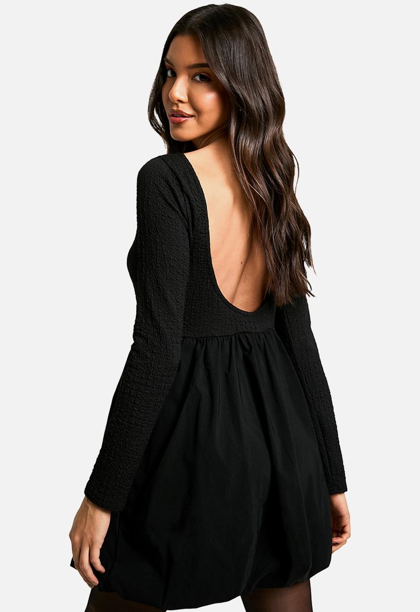 boohoo - Texture Volume Skirt Mini Dress - Black