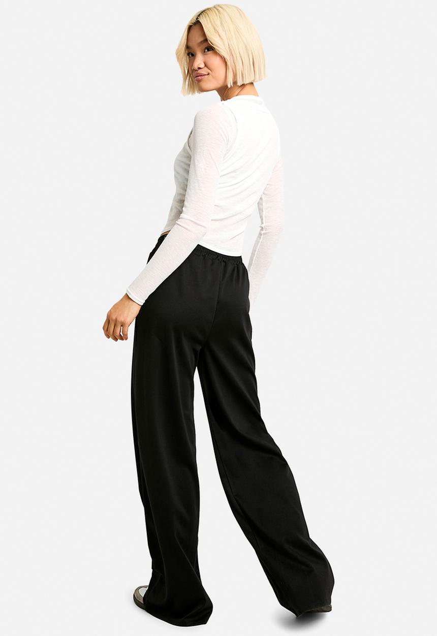boohoo - Ponte wrap cross over wide leg trouser - Black