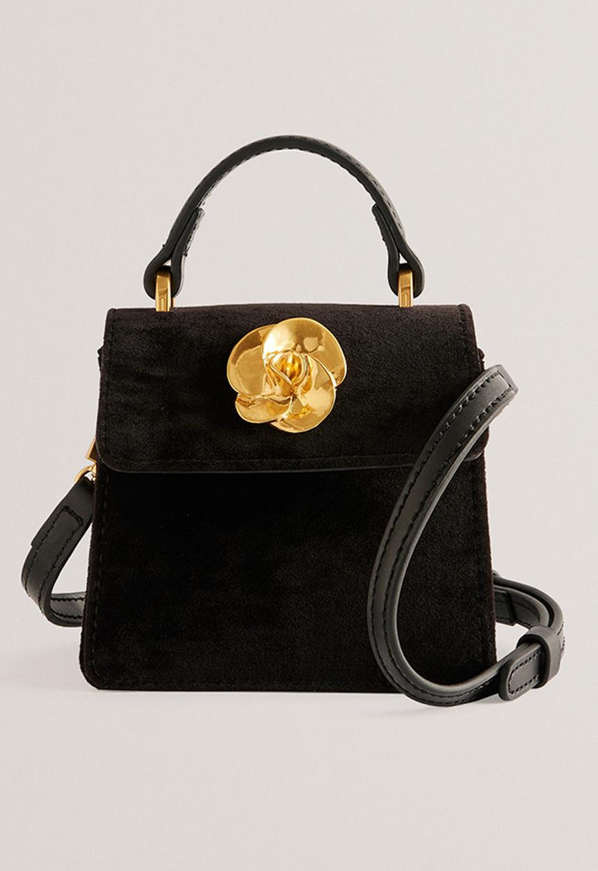 Ted Baker - Rosiya Velvet Mini Top Handle Rose Bag - black