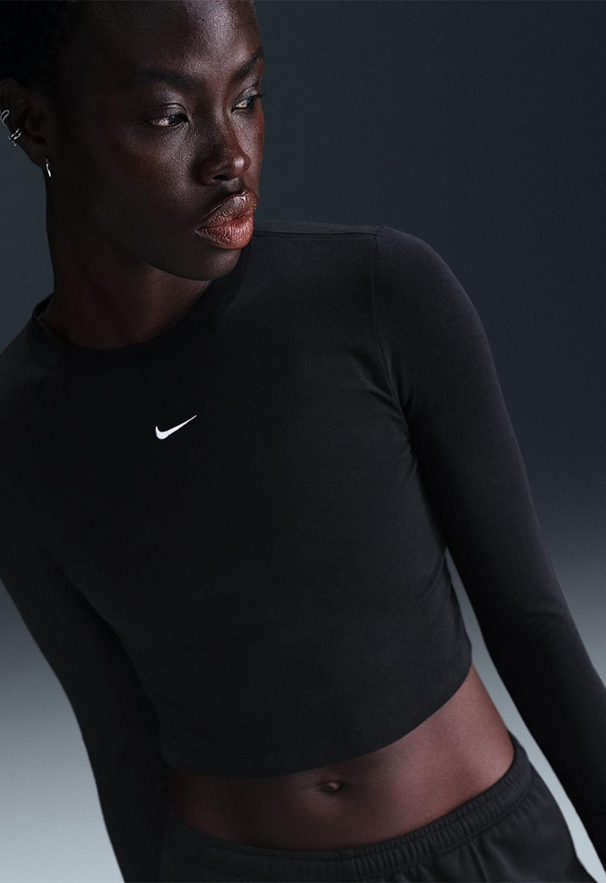 Nike Longsleeve Knit Crop - Black/White