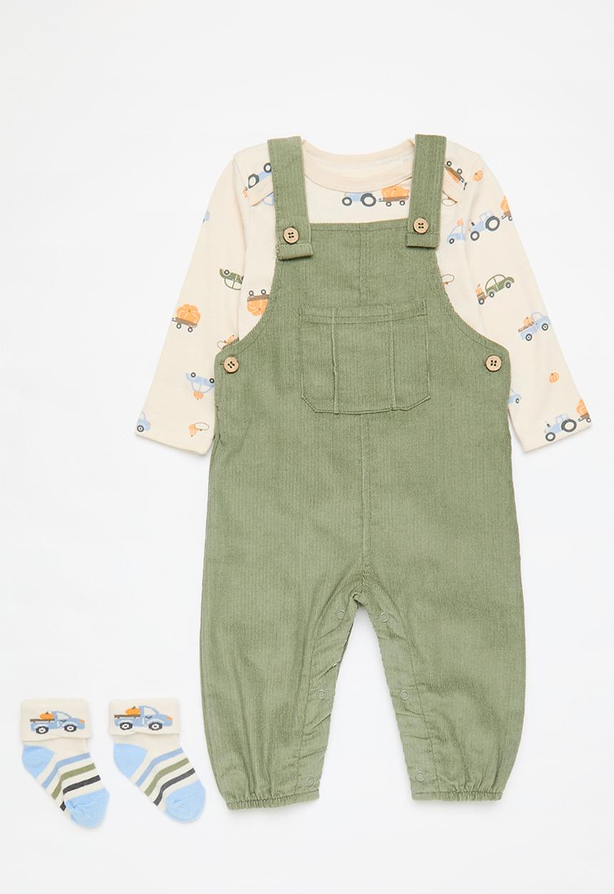 Pop Candy - 3 Piece dungaree set-green
