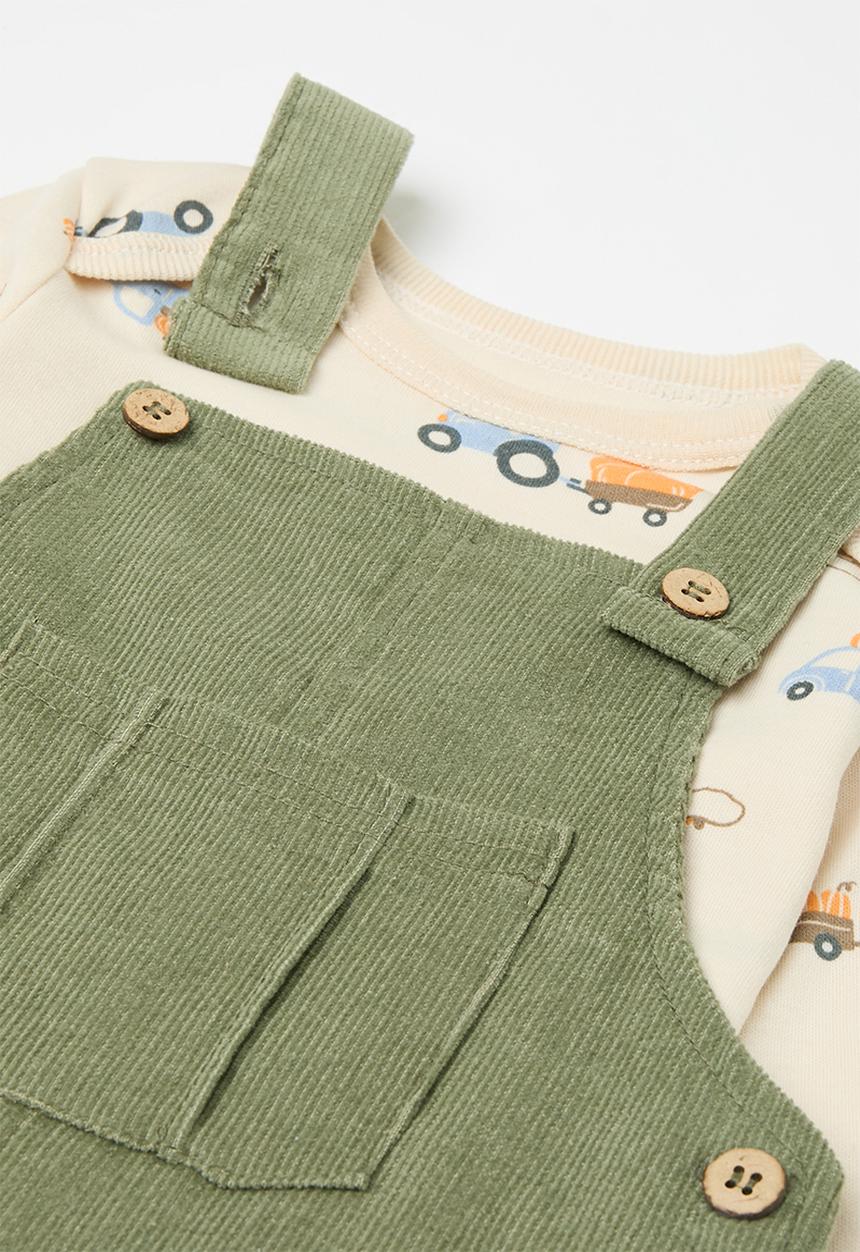 Pop Candy - 3 Piece dungaree set-green