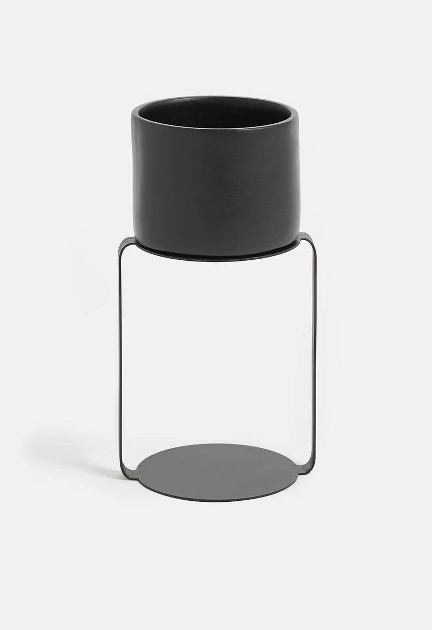 Native Decor - Pedestal planter - black