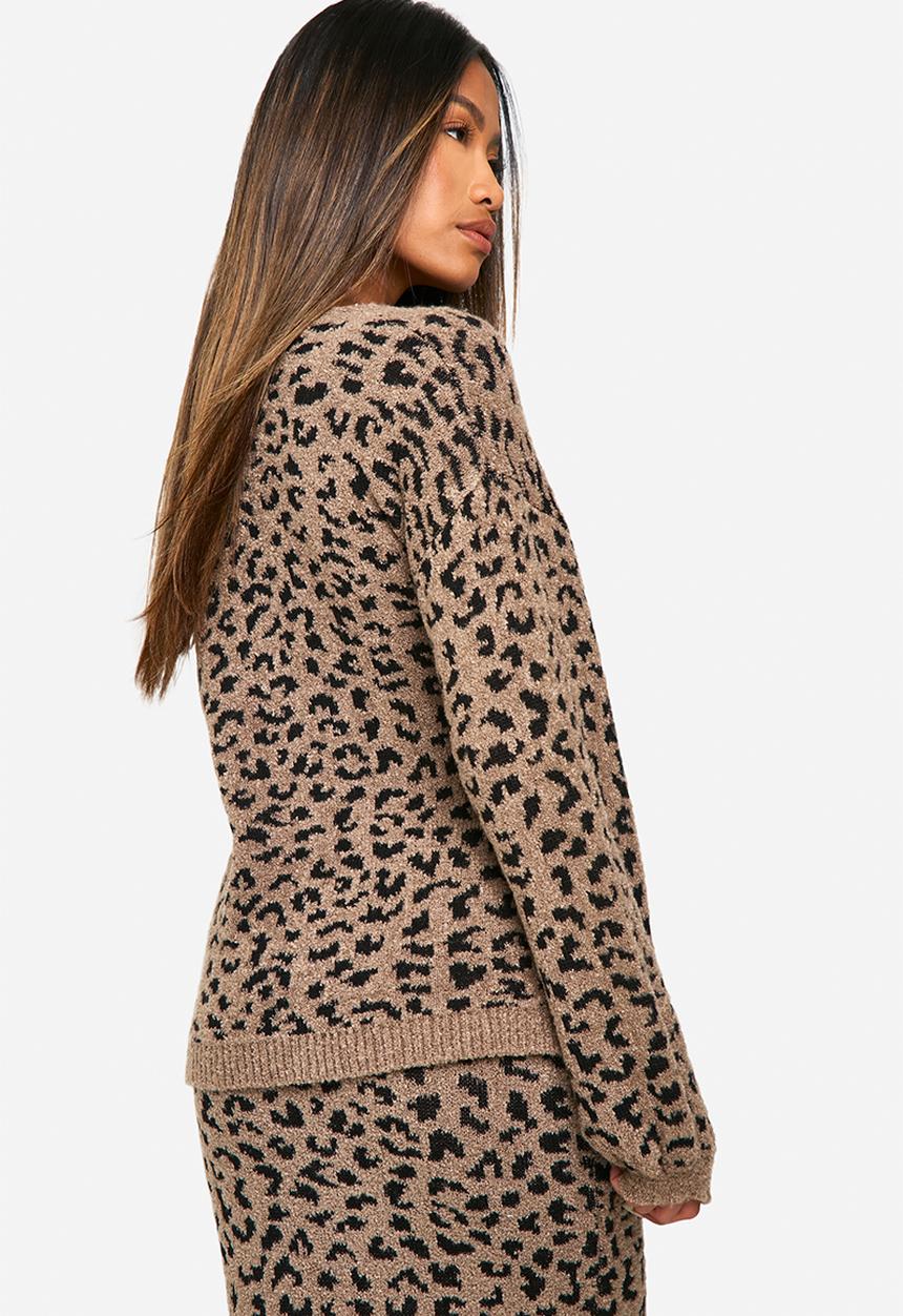 boohoo - Leopard Boucle Knitted Cardigan - leopard