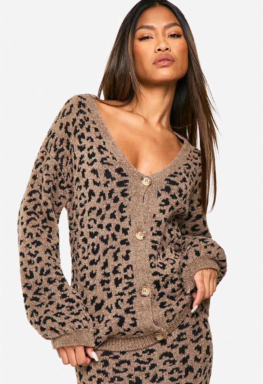 boohoo - Leopard Boucle Knitted Cardigan - leopard