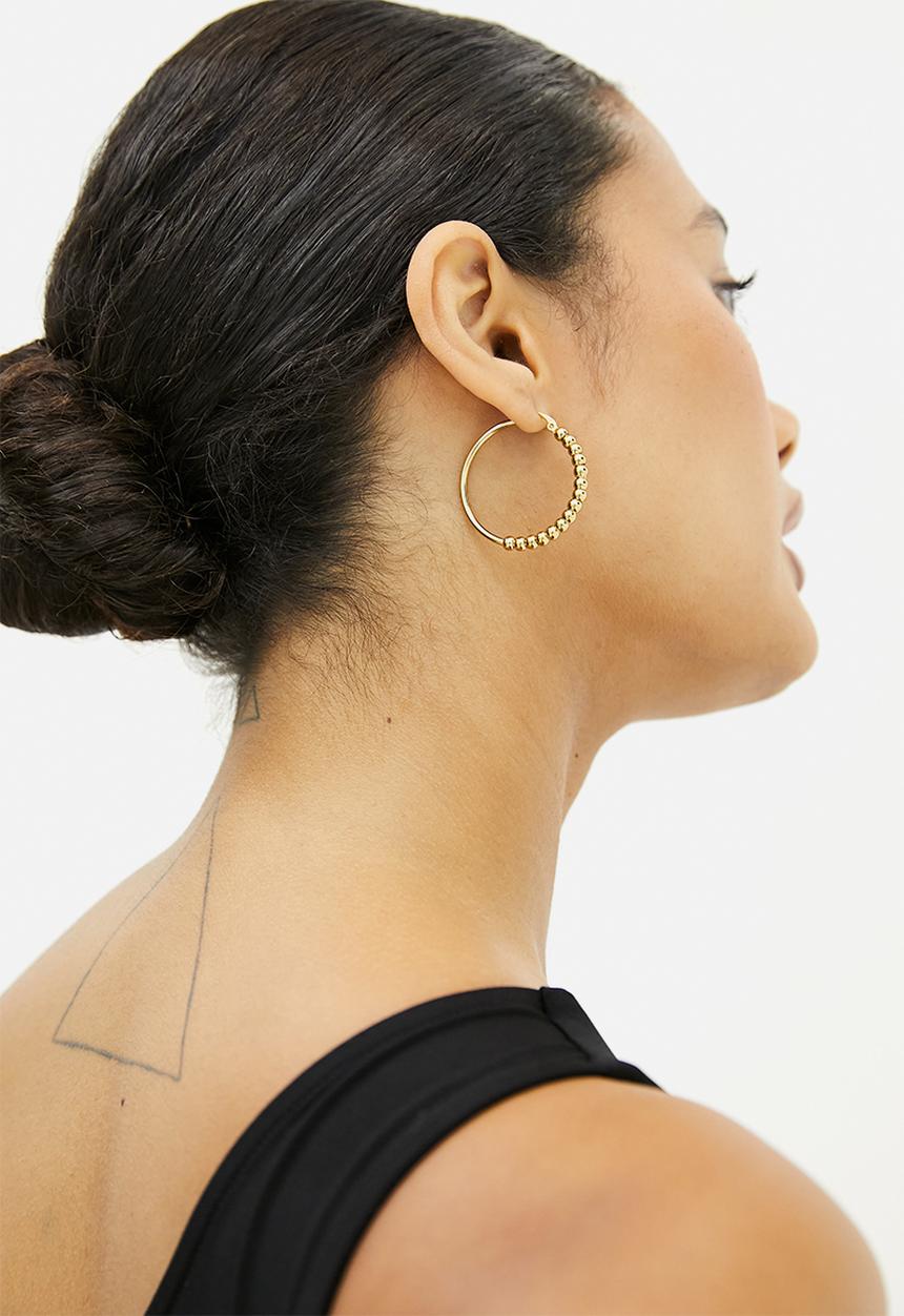 Zoe on Trend - Trend Hoop Studded Earring - gold