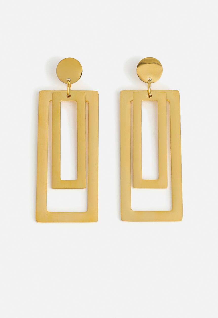 Zoe on Trend - Sleek Elongated Design Earrings - gold