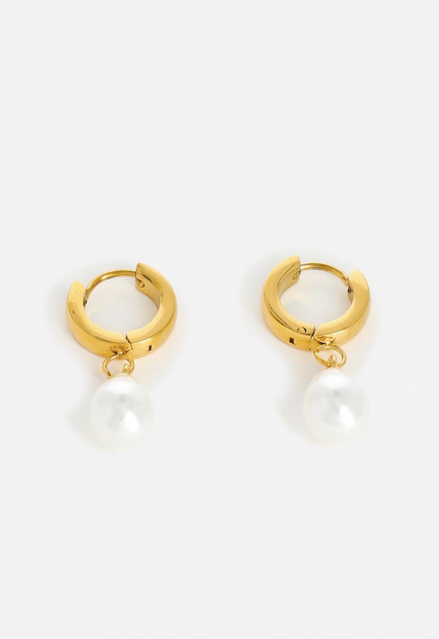 Zoe on Trend - Classic Hoop and Pearl Drop Earrings - gold & silver