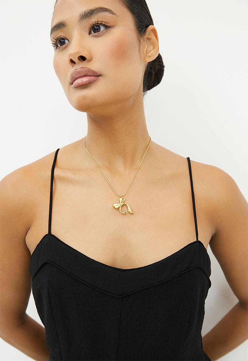 Zoe on Trend - Pretty Bow Necklace-gold
