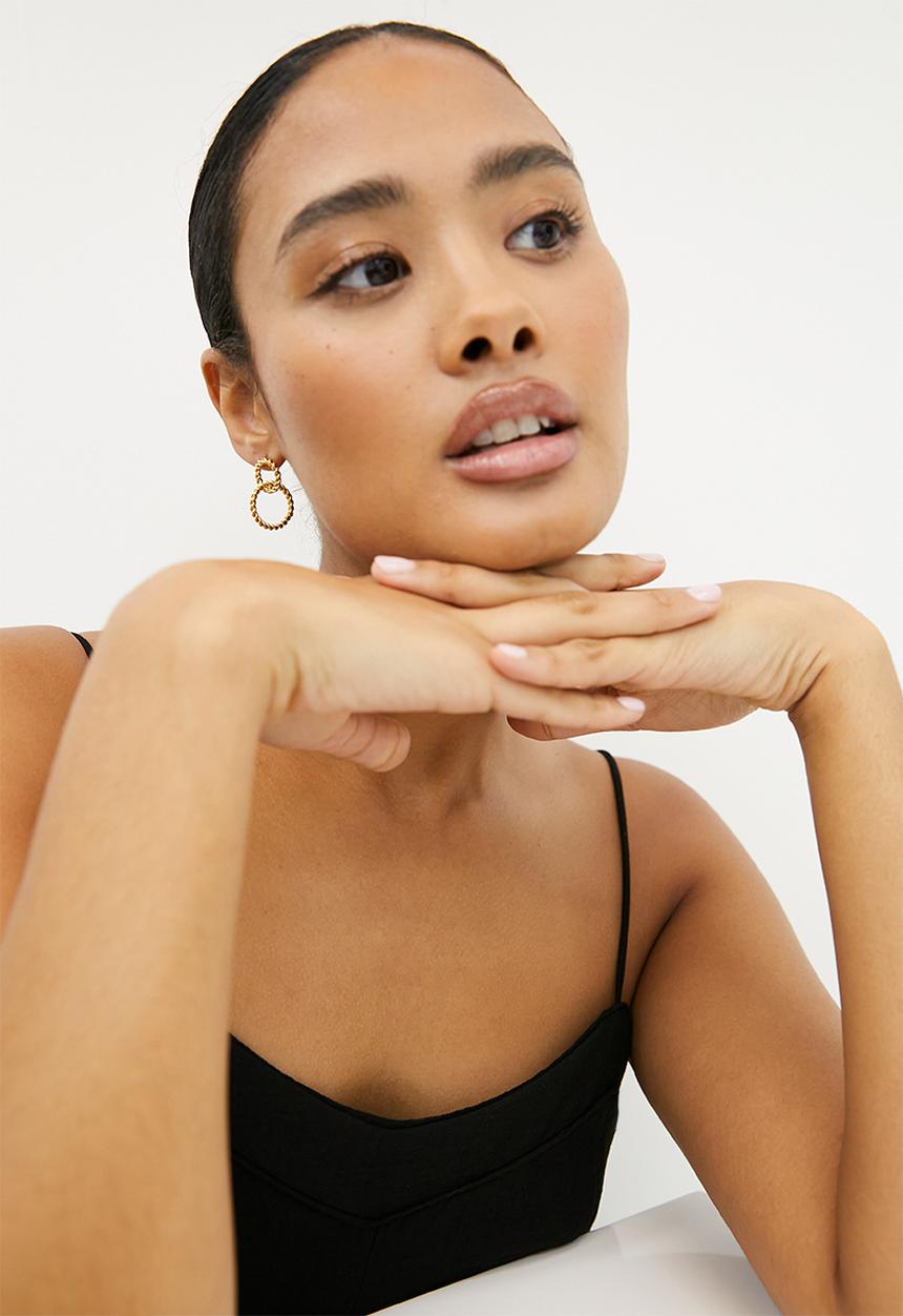 Zoe on Trend - Double-Drop Circle Earrings - gold