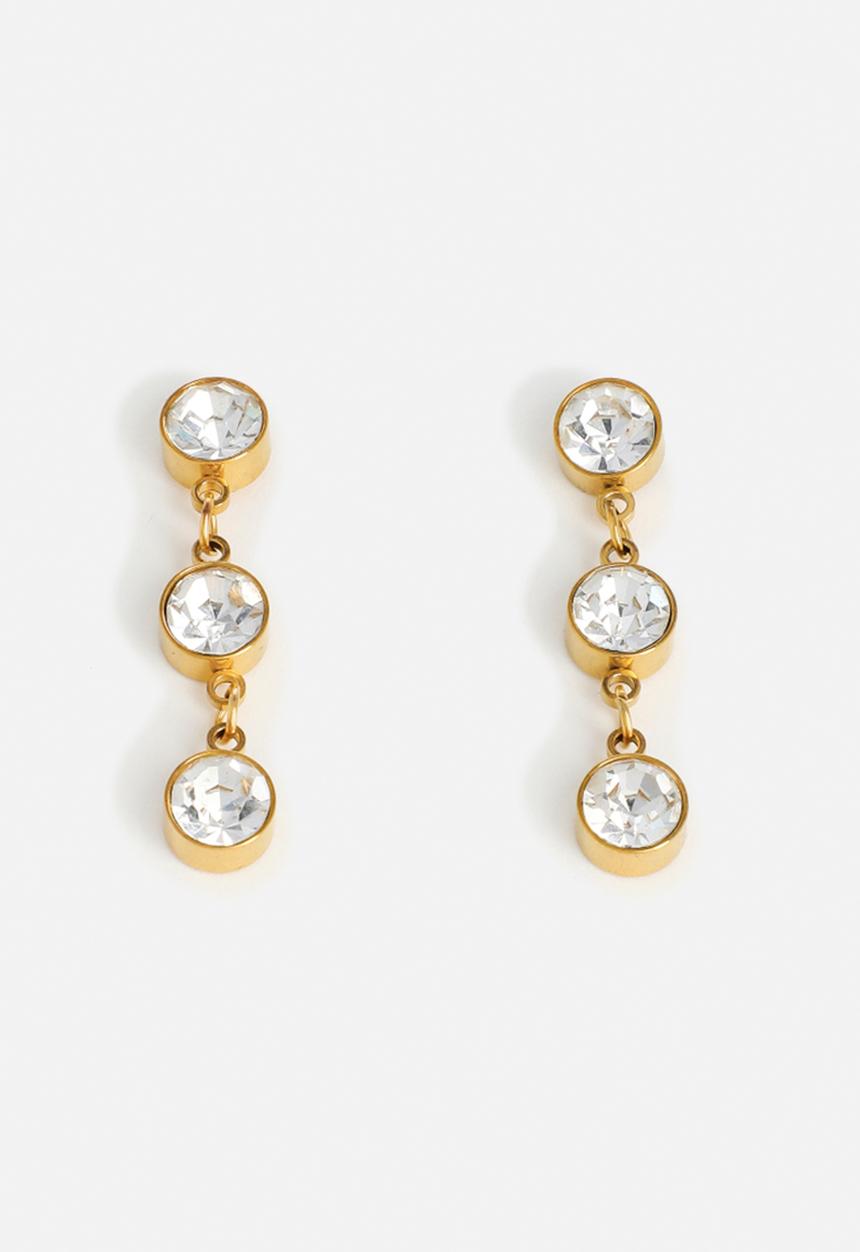 Zoe on Trend - Triple-Drop Hang Earrings - gold & silver