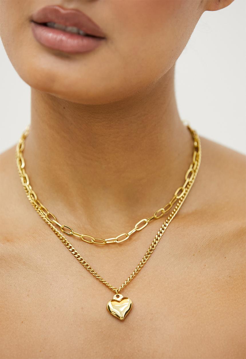Zoe on Trend - Duet Heart Necklace - gold