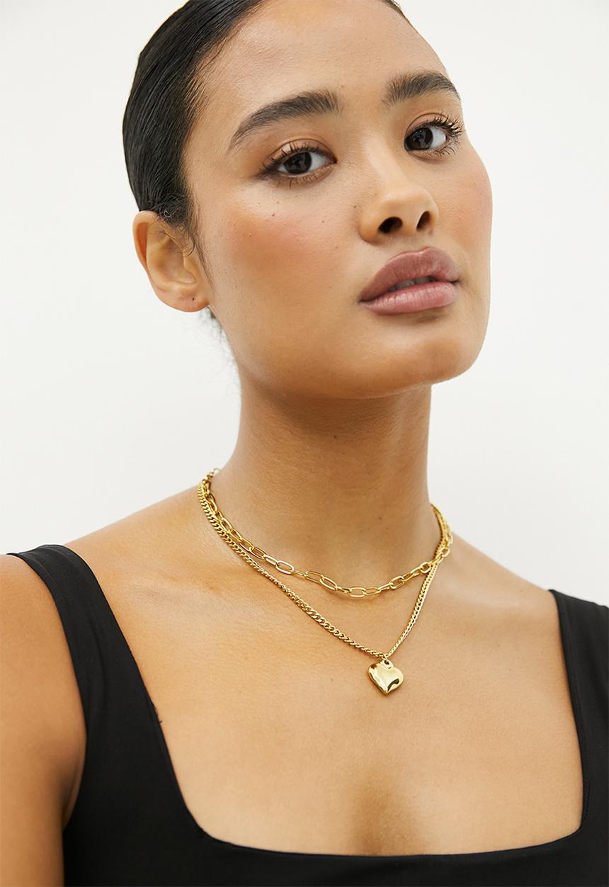 Zoe on Trend - Duet Heart Necklace - gold