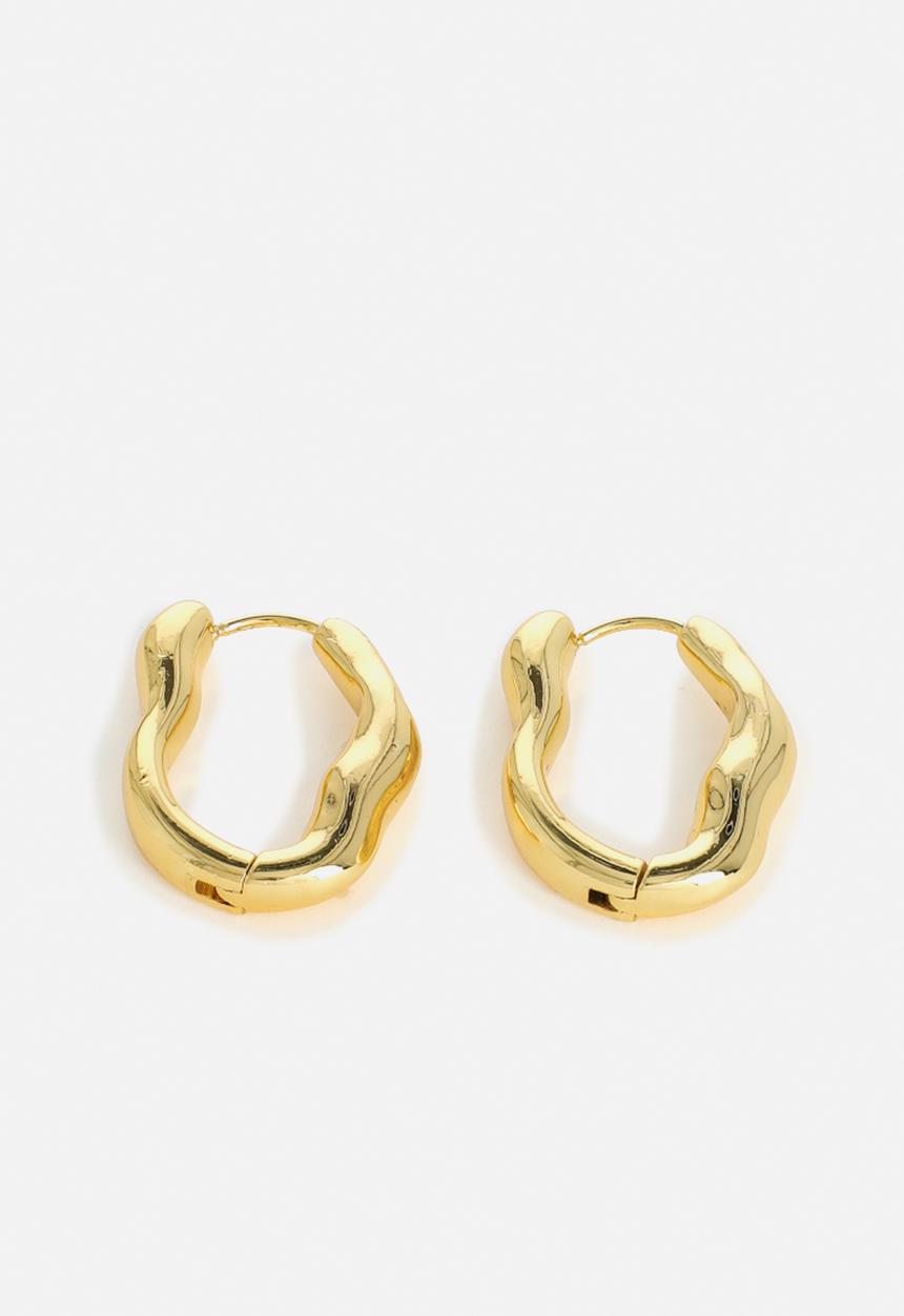 Zoe on Trend - Modern Organic Hoop Earrings - gold