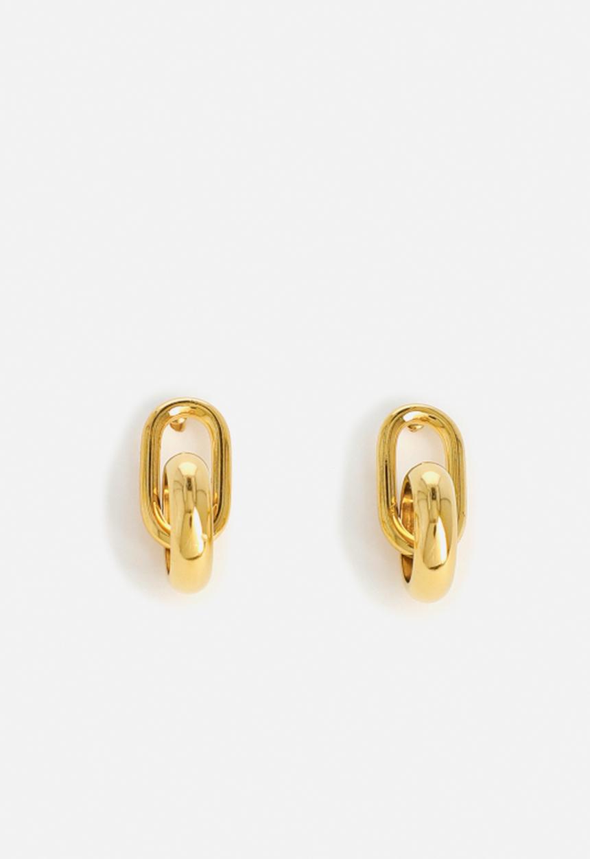 Zoe on Trend - Modern Drop Hoop Earrings - gold