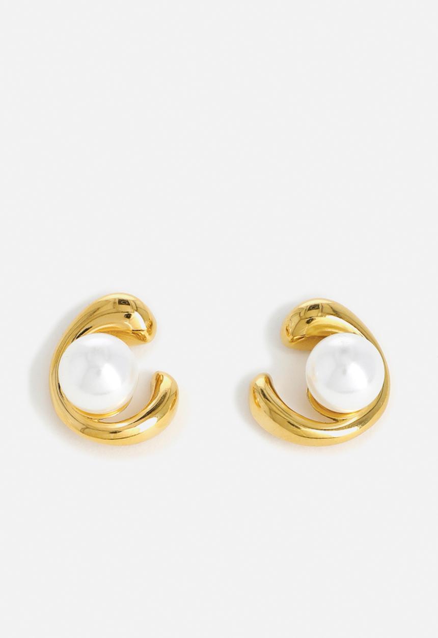 Zoe on Trend - Stylish Pearl Earrings - gold/white
