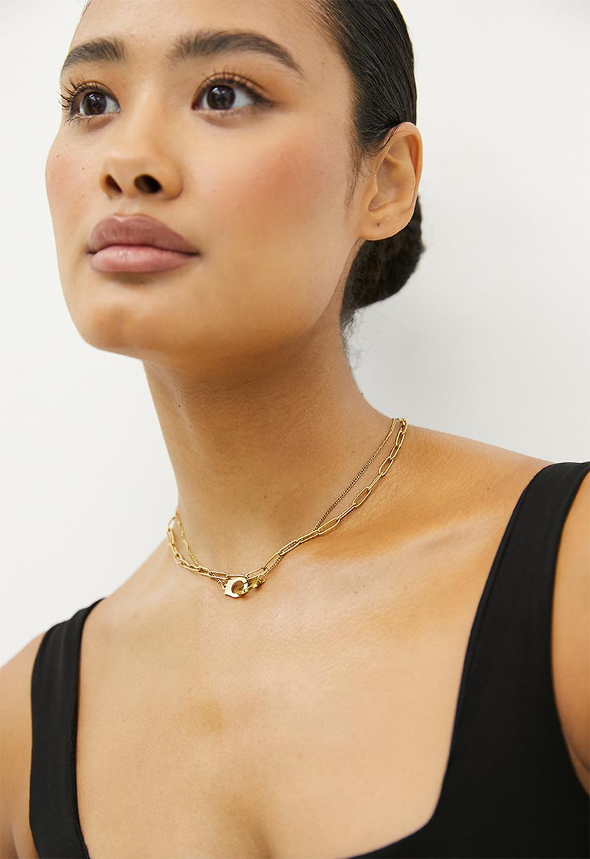 Zoe on Trend - Duet Love Handcuff Necklace-gold