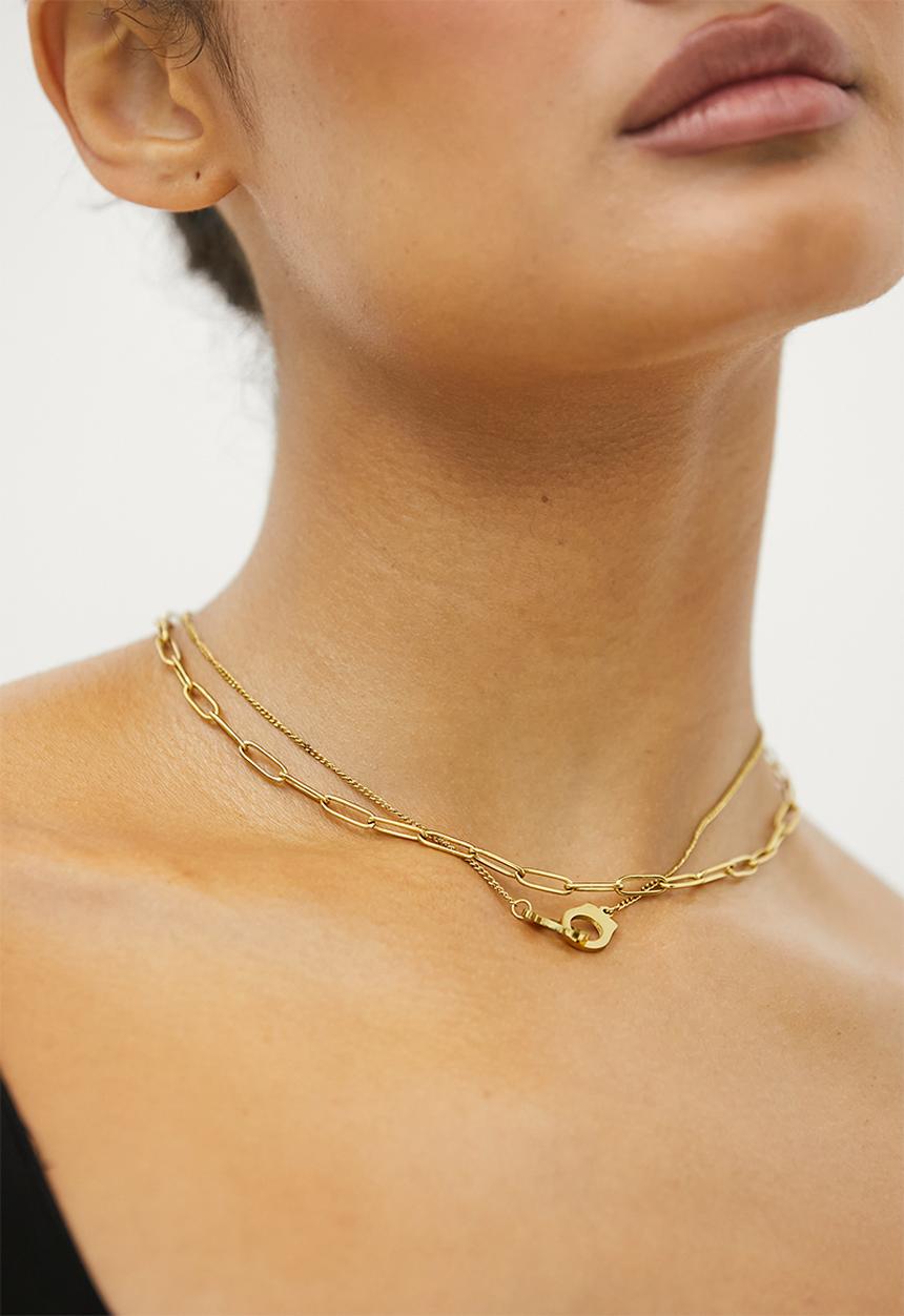 Zoe on Trend - Duet Love Handcuff Necklace-gold