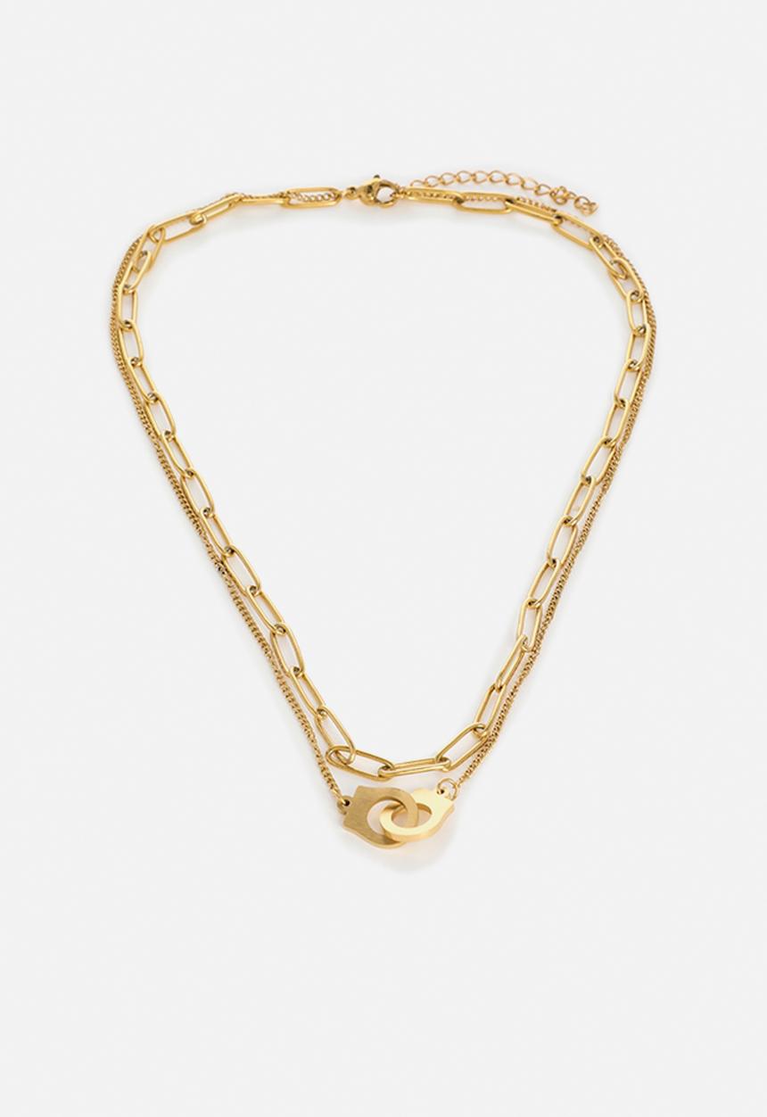 Zoe on Trend - Duet Love Handcuff Necklace-gold