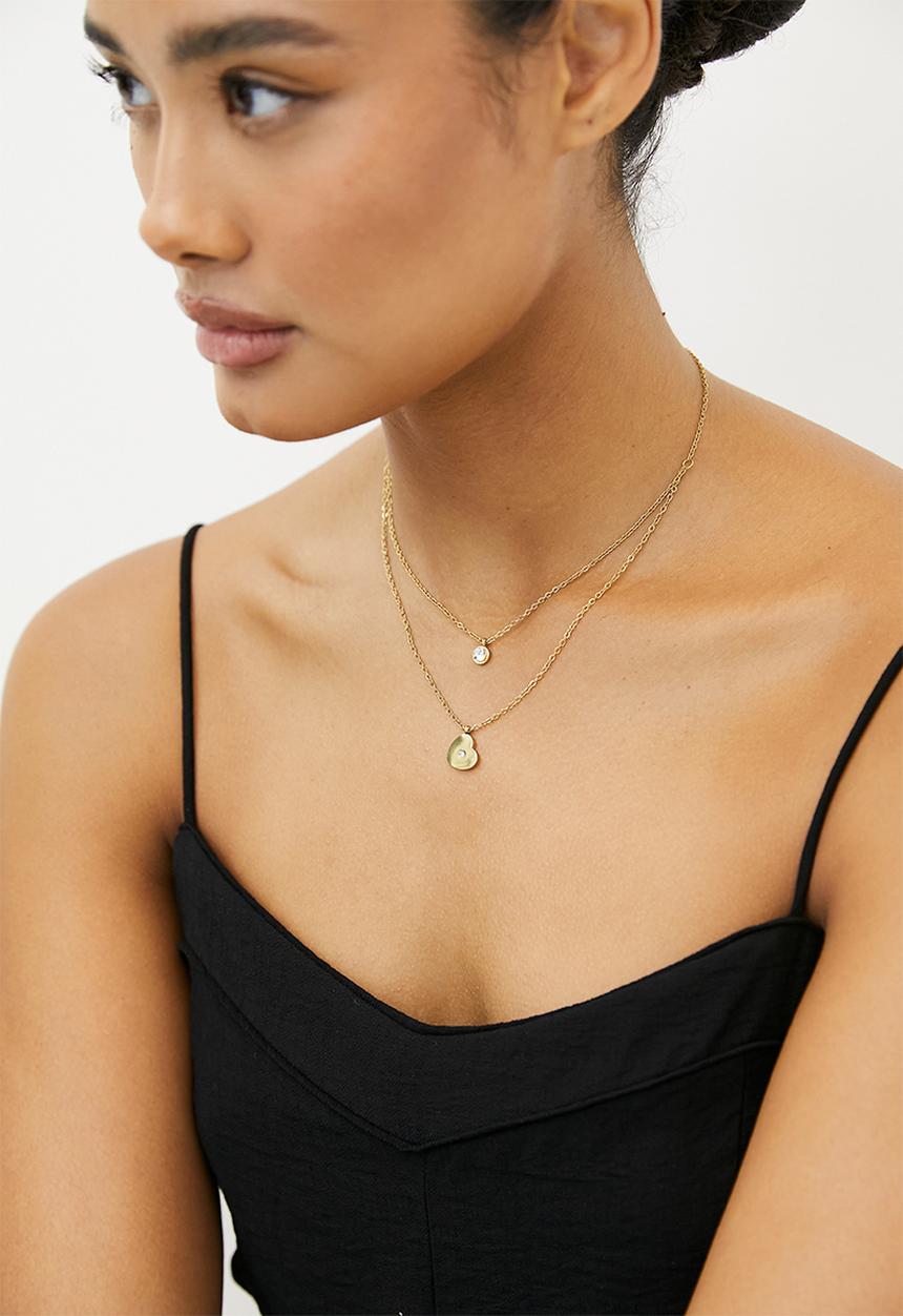 Zoe on Trend - Heart Duet Necklace - gold & silver
