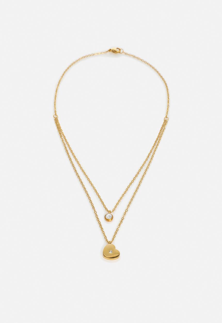 Zoe on Trend - Heart Duet Necklace - gold & silver