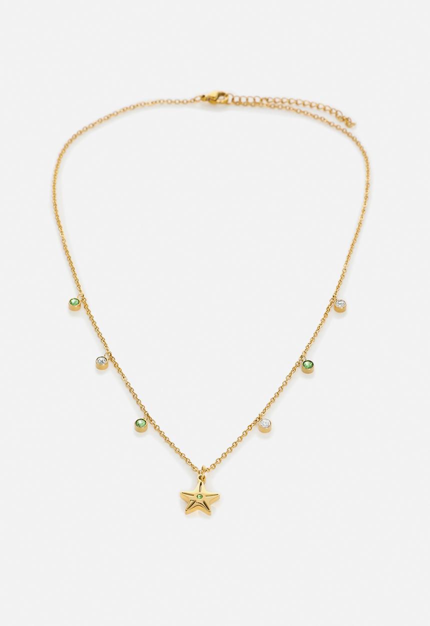 Zoe on Trend - Elegant Starfish and Multi-stone Drop Necklace - gold & silver