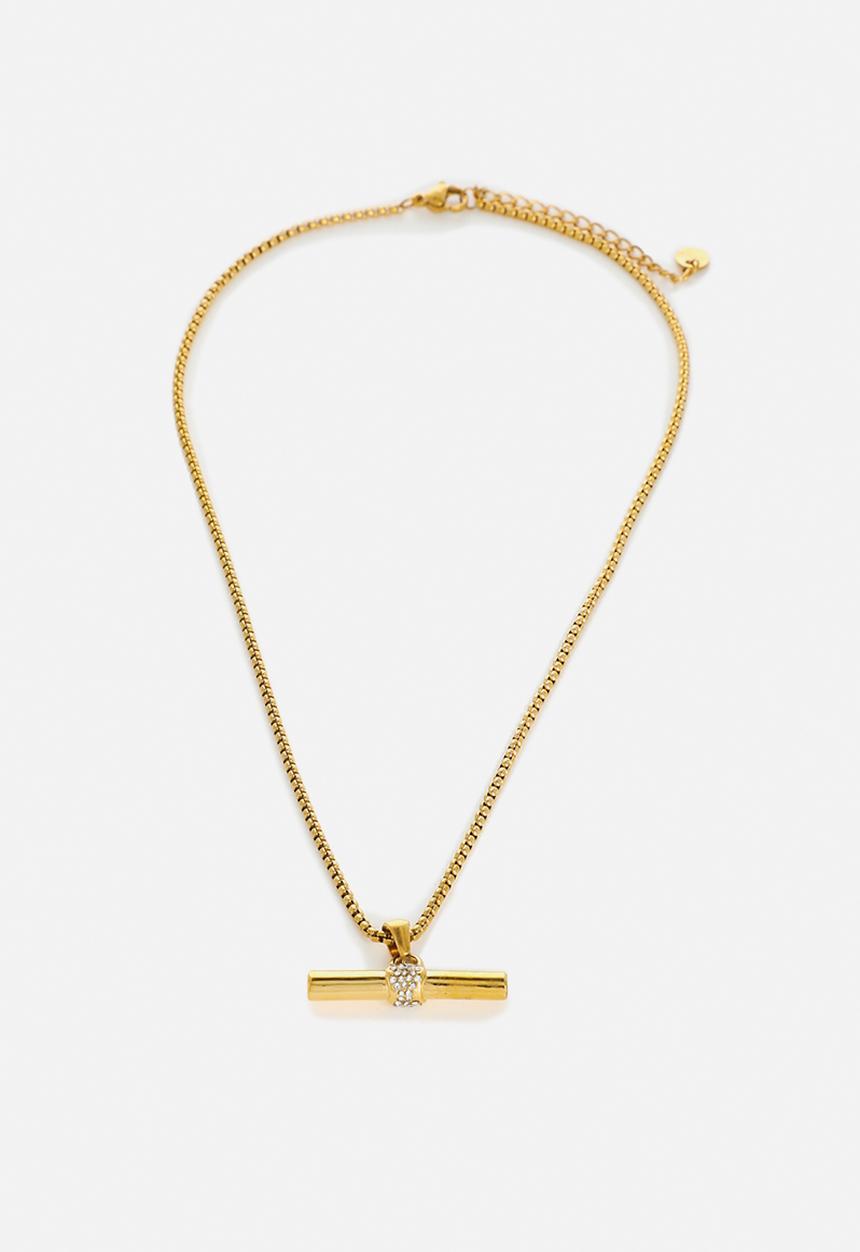 Zoe on Trend - Fashion T-Bar Necklace - gold & silver