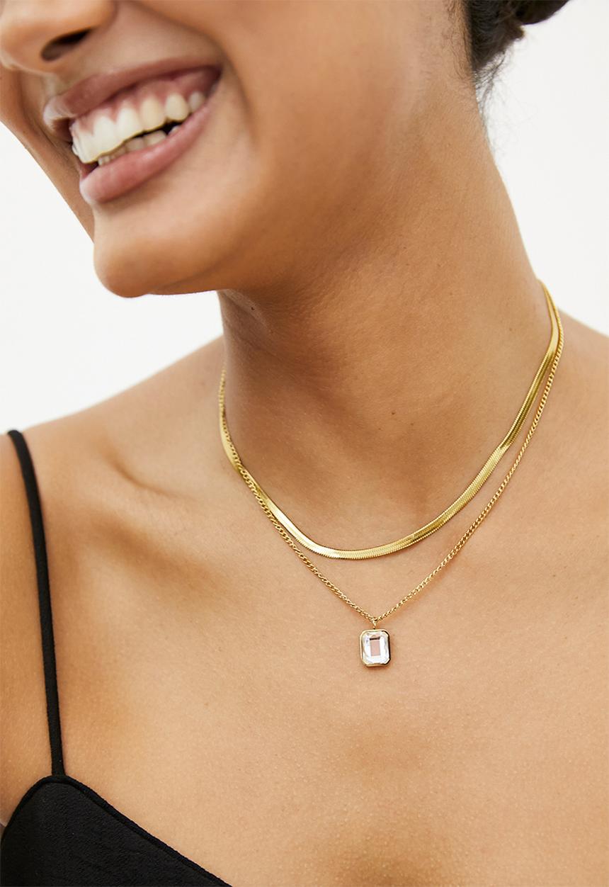 Zoe on Trend - Duet Snake and Pendant Necklace - gold & silver