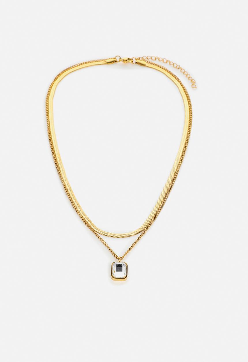 Zoe on Trend - Duet Snake and Pendant Necklace - gold & silver