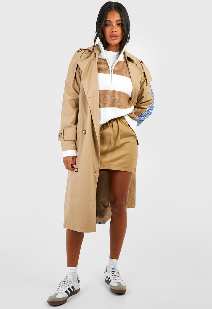 boohoo - Half zip soft knit stripe jumper - taupe