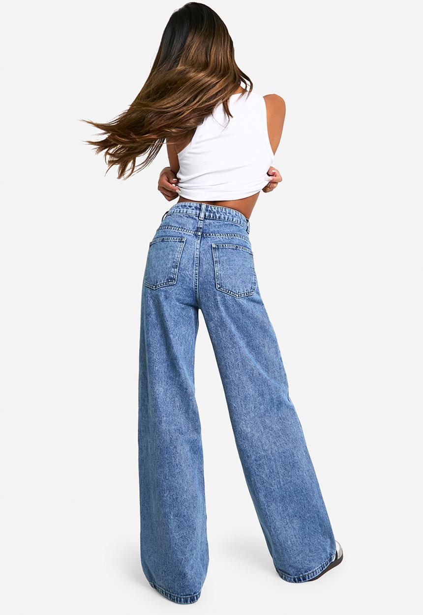 boohoo - Basics wide leg jeans - blue
