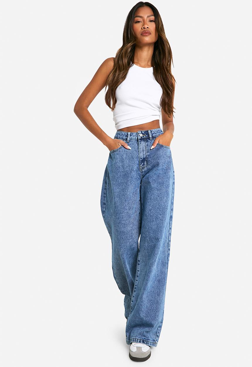 boohoo - Basics wide leg jeans - blue