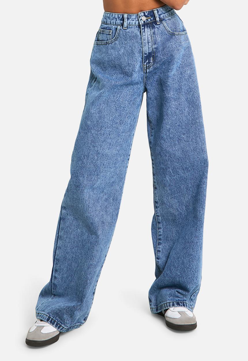 boohoo - Basics wide leg jeans - blue