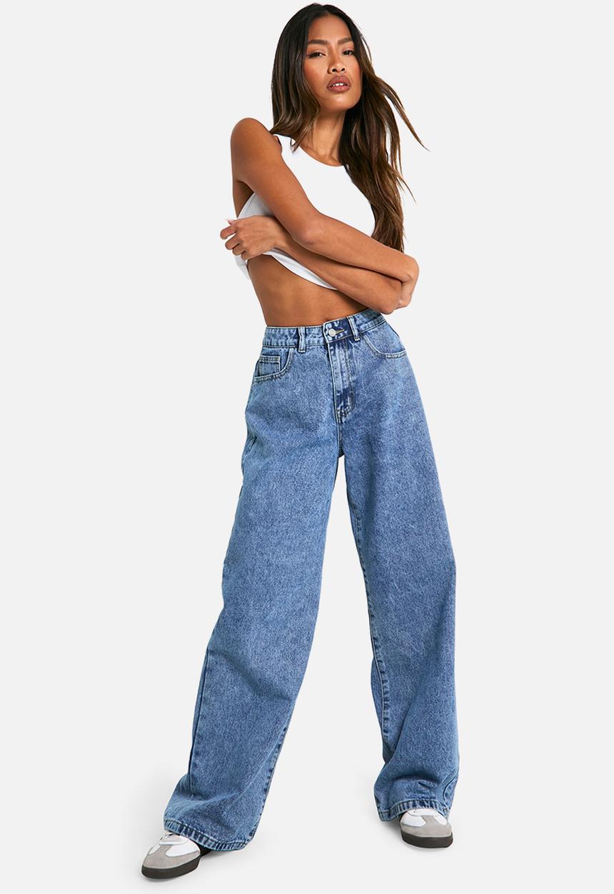 boohoo - Basics wide leg jeans - blue
