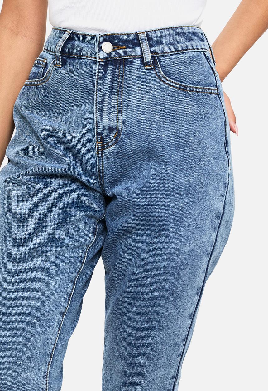 boohoo - Boohoo basics high waisted slim fit mom jeans - blue