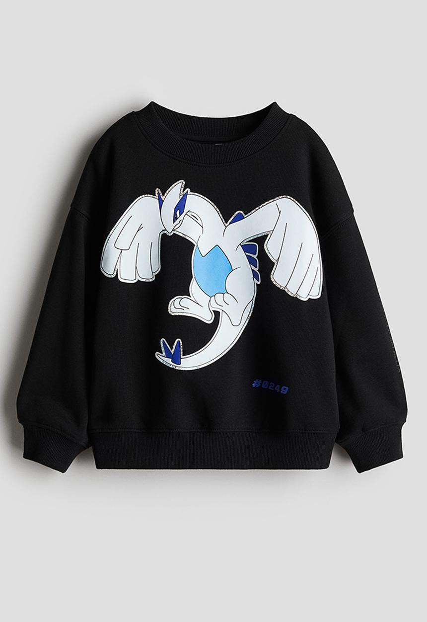 H&M - Motif-detail sweatshirt - black pokémon