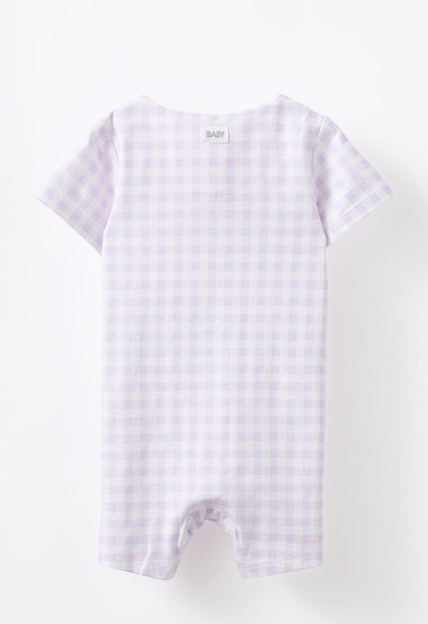 Cotton On - The short sleeve zip romper - vintage lilac/gingham cherry